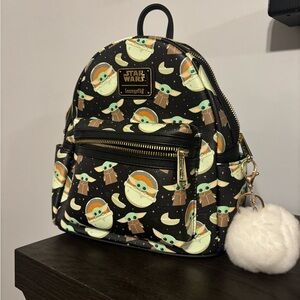 Loungefly Star Wars Baby Yoda Black and Green mini back pack